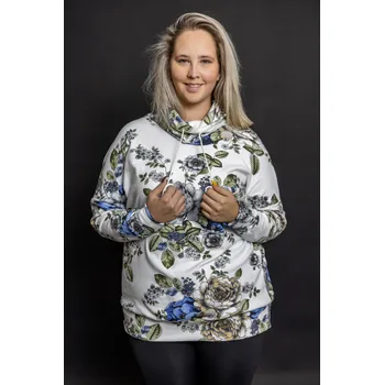 Dámská mikina Italy fashion Dlouhá mikina KARLA Barva: bílé s modrou, Velikost: UNI - L-2XL