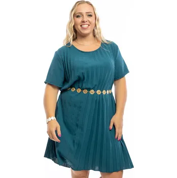 Dámské šaty Italy fashion Plisované šaty VENEZIA Barva: Petrolejová, Velikost: UNI: M-XL