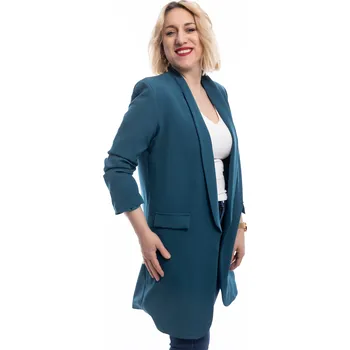 Italy fashion Dámské dlouhé sako SCARLET Barva: Petrolejová, Velikost: UNI: M-XL