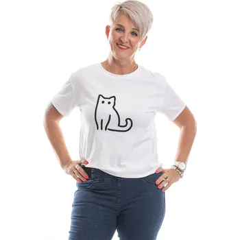Italy fashion Dámské tričko CAT Barva: Bílá, Velikost: UNI: M-XL