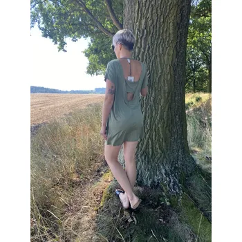 Dámské šaty Italy fashion Tričkové šaty s volnými zády Barva: Khaki, Velikost: UNI