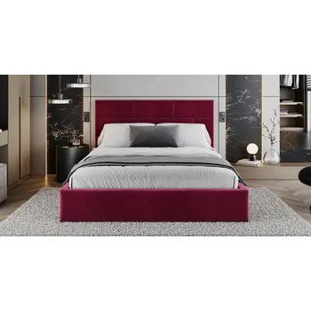 Postel Čalouněná postel PASADENA PARIS 90x200 s kovovým roštem VÍNOVÁ