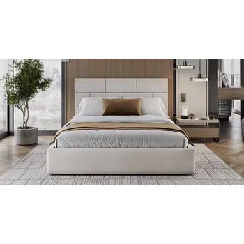 Postel Čalouněná postel PASADENA PARIS 90x200 s kovovým roštem KRÉMOVÁ