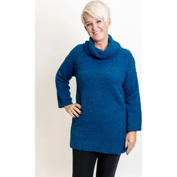 Dámský svetr Italy fashion Svetr s rolákem GERDA Barva: Petrolejová, Velikost: UNI: M-XL