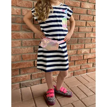 Dámské šaty Kugo Holčičí šaty s ledvinkou (velká řada) Barva: Tmavě modrá, Velikost: 146/152