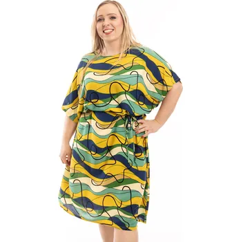 Dámské šaty Benter Letní šaty PINKY [16258] Barva: Žlutozelená, Velikost: 3XL/4XL