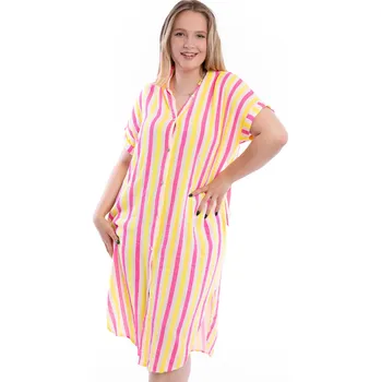 Dámské šaty Italy fashion Košilové mušelínové šaty TWISTER Barva: Žlutá, Velikost: UNI: L-2XL