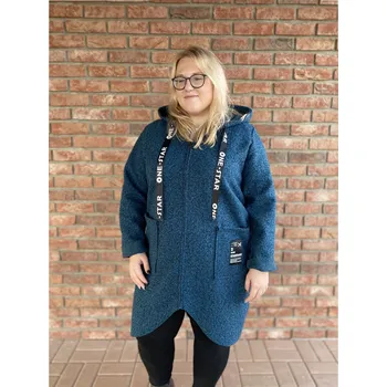 Italy fashion Kabátek s kapucí Barva: Modrá, Velikost: L/XL