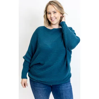 Dámský svetr Italy fashion Svetr CAMILLE Barva: Petrolejová, Velikost: UNI: 2XL-4XL