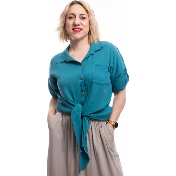 Dámská košile Italy fashion Mušelínová košile MINI Barva: Petrolejová, Velikost: UNI: S-L