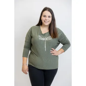 Dámský svetr Italy fashion Lehký svetr DRAGONFLY Barva: Khaki, Velikost: UNI: XL-3XL