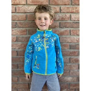 Chlapecká mikina Kugo Fleesová outdoorová mikina s robotem [FM9707] Barva: Světle modrá, Velikost: 116