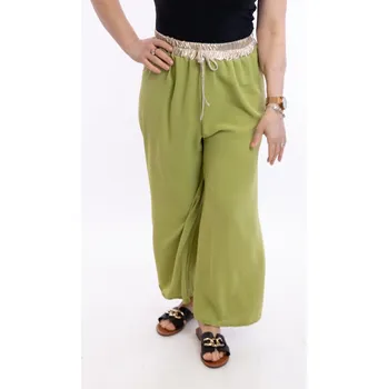 Dámské oblečení Italy fashion Dámské letní kalhoty ISOLDE Barva: Limetková, Velikost: UNI: S-L