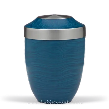 Smuteční dekorace Ocelová urna s kamenným povrchem modrá