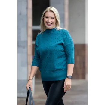 Dámský svetr Italy fashion Elegantní svetr BUNT [ZS5390] Barva: Petrolejová, Velikost: UNI: XL-3XL