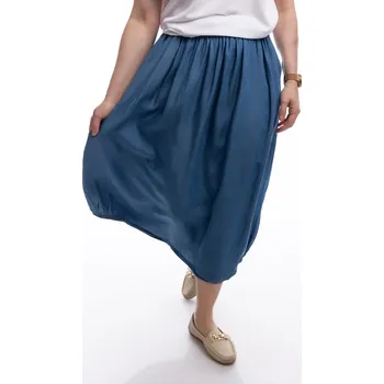 Dámské oblečení Italy fashion Midi sukně ILANA Barva: Tmavě modrá, Velikost: UNI: M-XL