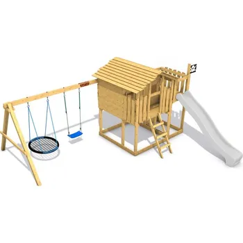 Dětský domeček Dětský domeček Monkey´s Home Chatrč pirát Storm s houpačkami - modré