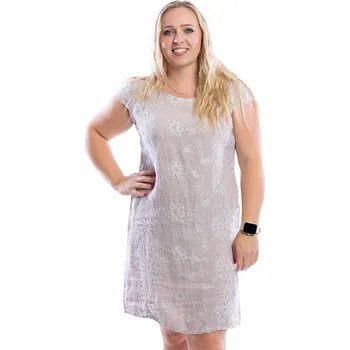 Dámské šaty Italy fashion Lněné šaty MINDY Barva: Růžová, Velikost: 2XL