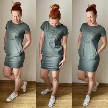 Dámské šaty Italy fashion Trikové šaty s kapsami NY Barva: Červená, Velikost: UNI