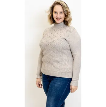 Dámský svetr Italy fashion Vzorovaný svetr CLEO Barva: Béžová, Velikost: UNI: XL/2XL