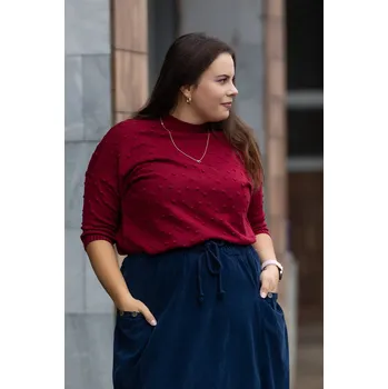Dámský svetr Italy fashion Elegantní svetr BUNT [ZS5390] Barva: Vínová, Velikost: UNI: XL-3XL