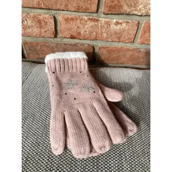 Rukavice Italy fashion Dámské prstové rukavice VLOČKY Barva: Růžová