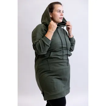 Dámské šaty Italy fashion Dlouhé mikinošaty ANET Barva: Khaki, Velikost: UNI: L-3XL