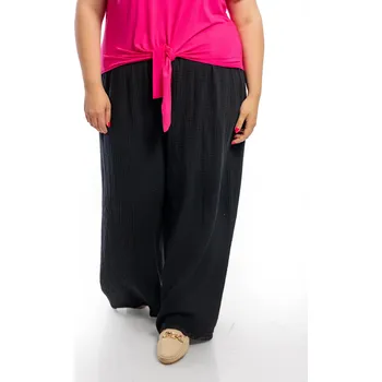 Dámské kalhoty Italy fashion Dámské mušelínové kalhoty ERIN Barva: Černá, Velikost: UNI: 2XL-4XL
