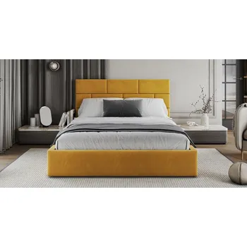 Postel Čalouněná postel PASADENA PARIS 140x200 s kovovým roštem ŽLUTÁ