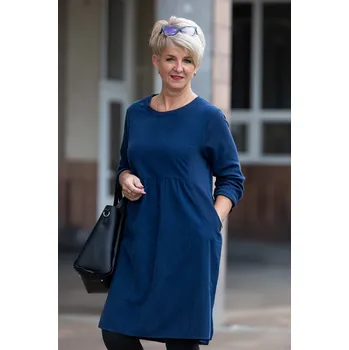 Dámské šaty Italy fashion Manšestrové šaty LADY Barva: Tmavě modrá, Velikost: UNI: XL-3XL