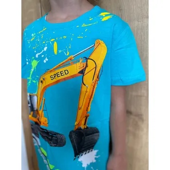 Chlapecké tričko Sezon Klučičí tričko s bagrem Barva: tyrkysová, Velikost: 98