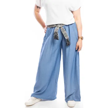 Dámské kalhoty Italy fashion Dámské široké kalhoty ZOLA Barva: Modrá, Velikost: UNI: M-XL
