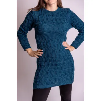 Dámské oblečení Italy fashion Pletené šaty KAMU Barva: Petrolejová, Velikost: UNI - S-L