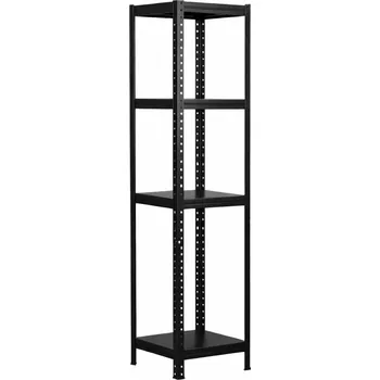 Dílenský regál Lakovaný celokovový regál Mamutex Standard 2000x400x400 mm – 4 police, nosnost 480 kg, černý