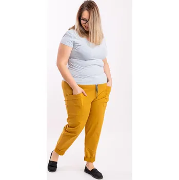 Dámské kalhoty Italy fashion Dámské kalhoty RAINY Barva: hořčicová, Velikost: UNI: 2XL-4XL