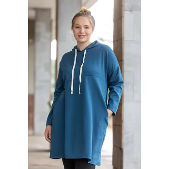 Dámské šaty Italy fashion Mikinové šaty TERRY Barva: Petrolejová, Velikost: UNI: L-2XL