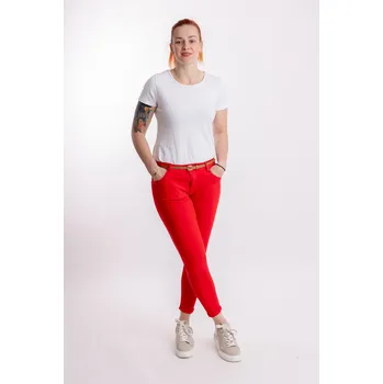 Dámské kalhoty M.SARA Strečové kalhoty RED [S46669-3] Barva: Červená, Velikost: S