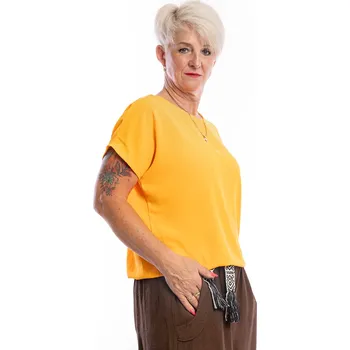 Italy fashion Dámské tričko do gumy VIOLETA Barva: Oranžová, Velikost: UNI: M-XL