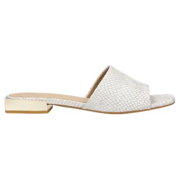 Dámské žabky Béžové Pantofle S Reliéfní Kůží A Zlatým Podpatkem Wojas 7412254 38