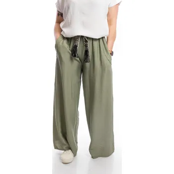 Dámské kalhoty Italy fashion Dámské široké kalhoty ZOLA Barva: Khaki, Velikost: UNI: M-XL