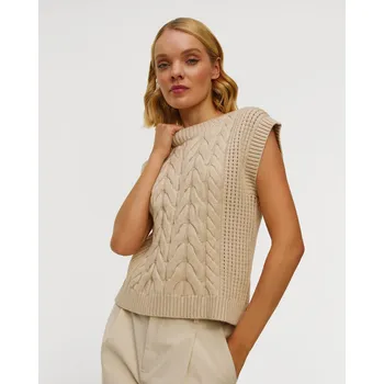 Dámský svetr Béžový Dámský Svetr Bez Rukávů Varley Pixie&nbsp;relaxed&nbsp;cable&nbsp;tank Var02157-parc