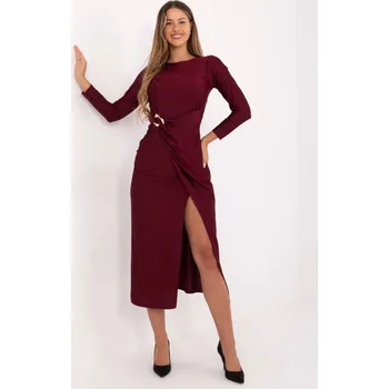 Dámské šaty Elegantní šaty s efektním řasením Italy Fashion bordó EU velikost: Univerzální