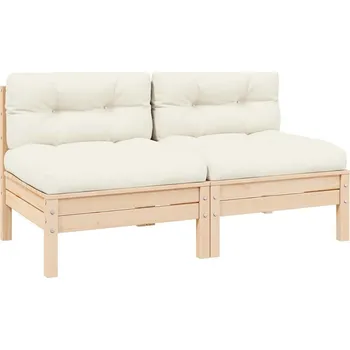 Zahradní nábytek vidaXL 2místná zahradní pohovka s poduškami masivní borovice [838163] Barva: Přírodní a krémová