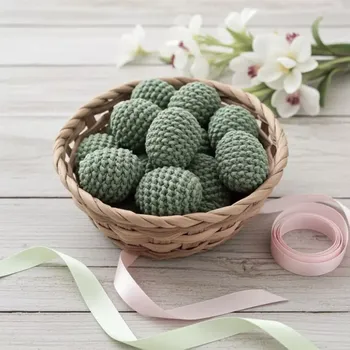 Velikonoční dekorace Eva Čermáková Ateliér Ceva Háčkované Vajíčko Bez Šňůrky, Lze Našít Šňůrka Divoká Máta