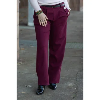 Dámské kalhoty Italy fashion Společenské kalhoty AVENUE Barva: Vínová, Velikost: UNI: S-L