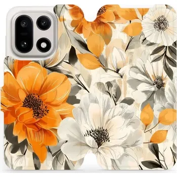 Pouzdro na mobilní telefon Flipové pouzdro Mobiwear - OnePlus 15 - VP75S Podzimní květy (Knížkové flip pouzdro, obal, kryt na mobil OnePlus 15 - VP75S Podzimní květy, materiál Umělá kůže + TPU - ochrana 360°, stojánek, silikonová vanička, magnetické zavírání)