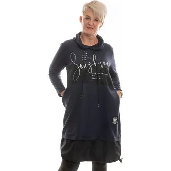 Dámské šaty Italy fashion Šaty s kapucí SUNSHINE Barva: Tmavě modrá, Velikost: UNI: L-2XL