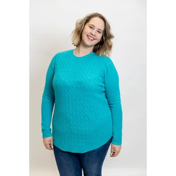 Dámský svetr Italy fashion Svetr s copánkovým vzorem TIFFANY Barva: tyrkysová, Velikost: UNI: XL/2XL