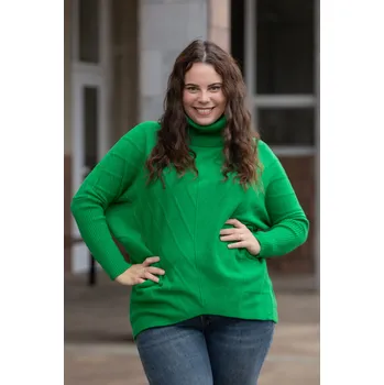 Dámský svetr N.EVERY DAY Svetr s rolákem LENORA [6186] Barva: Zelená, Velikost: UNI: XL-3XL