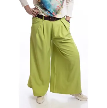 Italy fashion Dámské široké kalhoty ELODIE Barva: Limetková, Velikost: UNI: M-XL